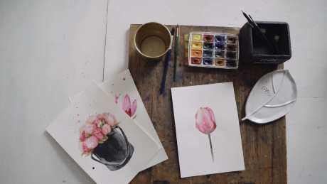 摇拍花朵画成品_视频素材下载_MP4格式_1920X1080像素-画桌,水彩画,画画-作品编号:2025102008327413-志,设·网