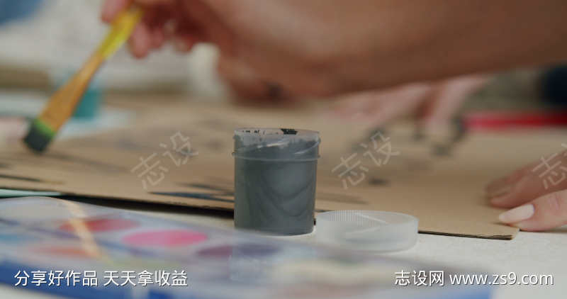 特写颜料背景画画