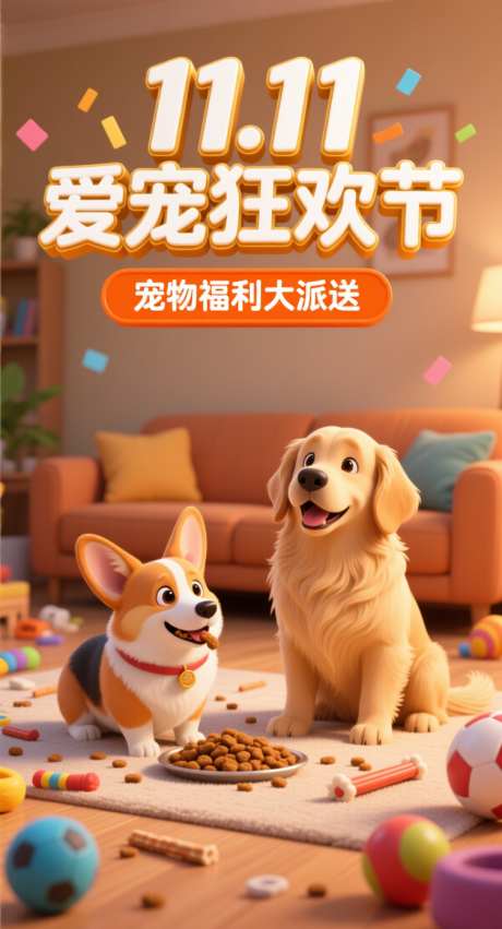 双十一爱宠狂欢节_AI图片下载_采样_752X1392像素-派送,福利,宠物-作品编号:2025101715553109-志′设.网
