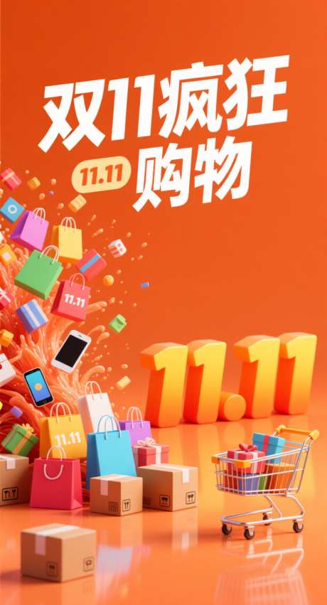 双十一疯狂购物海报_AI图片下载_采样_752X1392像素-电商,疯狂,购物-作品编号:2025101715555582-志‛ۛ设˱网