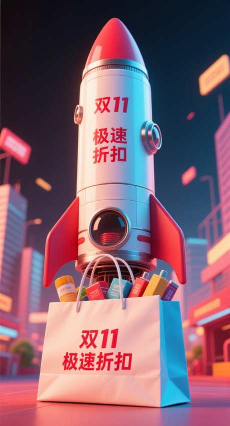 双十一折扣海报_AI图片下载_采样_752X1392像素-海报,火箭,折扣-作品编号:2025101715552284-志′设˘网
