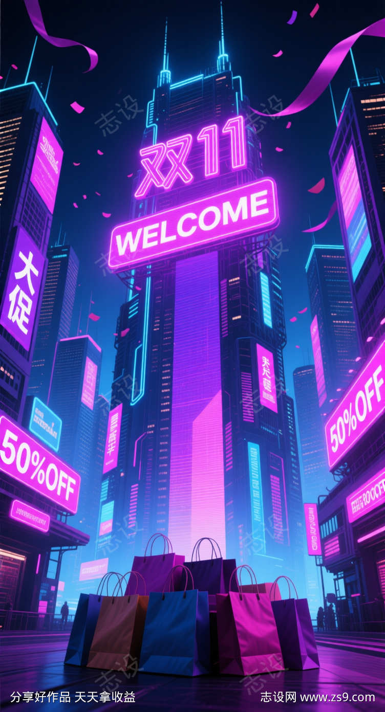 电商双十一购物节海报