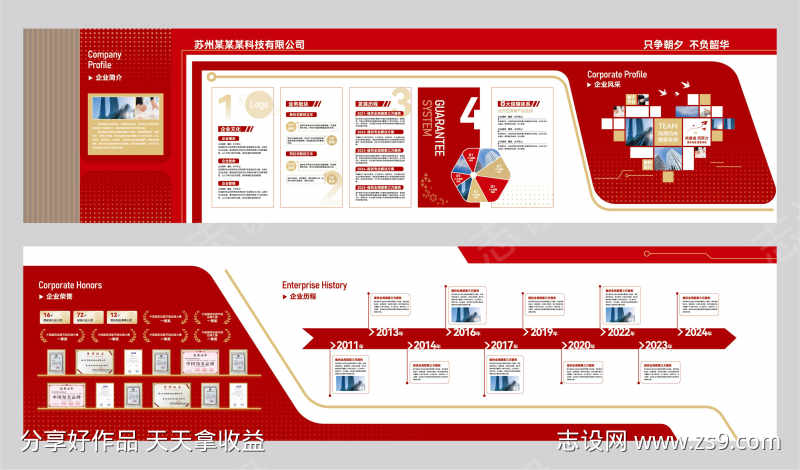 红色企业文化墙