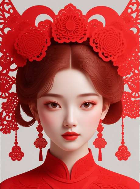 中国剪纸女孩肖像剪纸_AI图片下载_采样_880X1184像素-中国,剪纸艺术,女孩-作品编号:2025101918452411-志ˇ设ˆ网