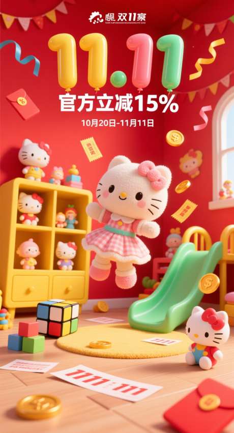 快乐双十一尽在欢快_AI图片下载_采样_752X1392像素-积木,滑梯,玩偶-作品编号:2025102008506313-志ˆ设.网