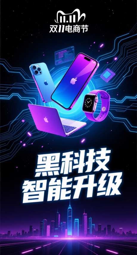 双十一电商节_AI图片下载_采样_752X1392像素-双十一,电商节,赛博朋克-作品编号:2025102009332783-志·设,网
