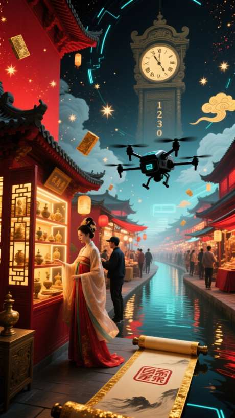 双十一购物盛典新国潮意境_AI图片下载_dpmpp_2m采样_720X1280像素-海报,活动,新国潮意境-作品编号:2025102009364036-志͵设͵网