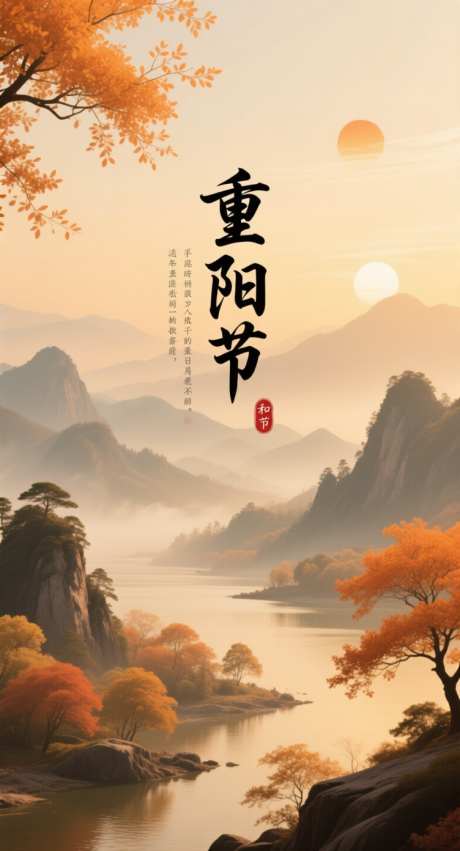 重阳节海报_AI图片下载_采样_752X1392像素-秋季,山水,线上-作品编号:2025102010572903-志·设˰网
