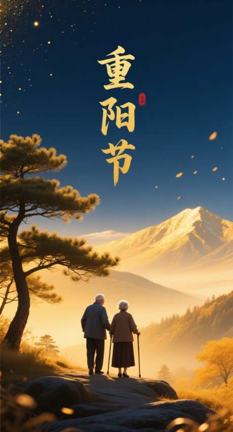 重阳节登高望远_AI图片下载_采样_752X1392像素-松树,父母,望远-作品编号:2025102010576538-志˓设ˇ网