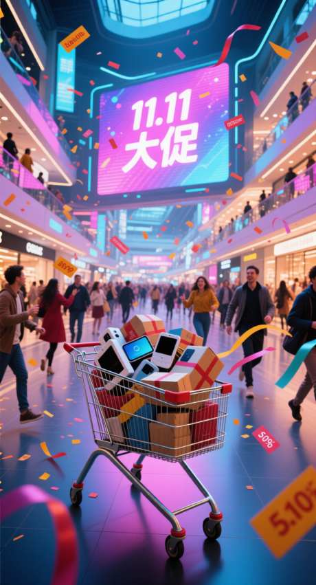 双十一大促_AI图片下载_采样_752X1392像素-电商,海报,大促-作品编号:2025102011046837-志˯设˜网