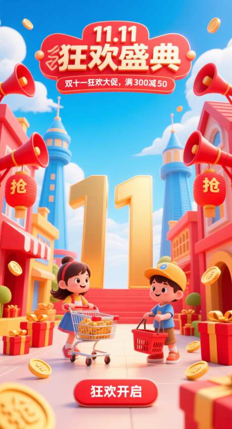 双十一海报_AI图片下载_euler采样_752X1392像素-喇叭,红色喜庆,礼盒-作品编号:2025102011409671-志˘设ʹ֣֤֚֫֗ׄ网