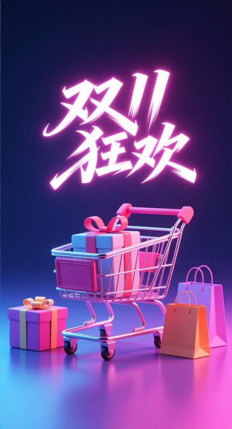 双十一狂欢_AI图片下载_采样_752X1392像素-插画,购物车,促销-作品编号:2025102014364445-志˒设ˉ网