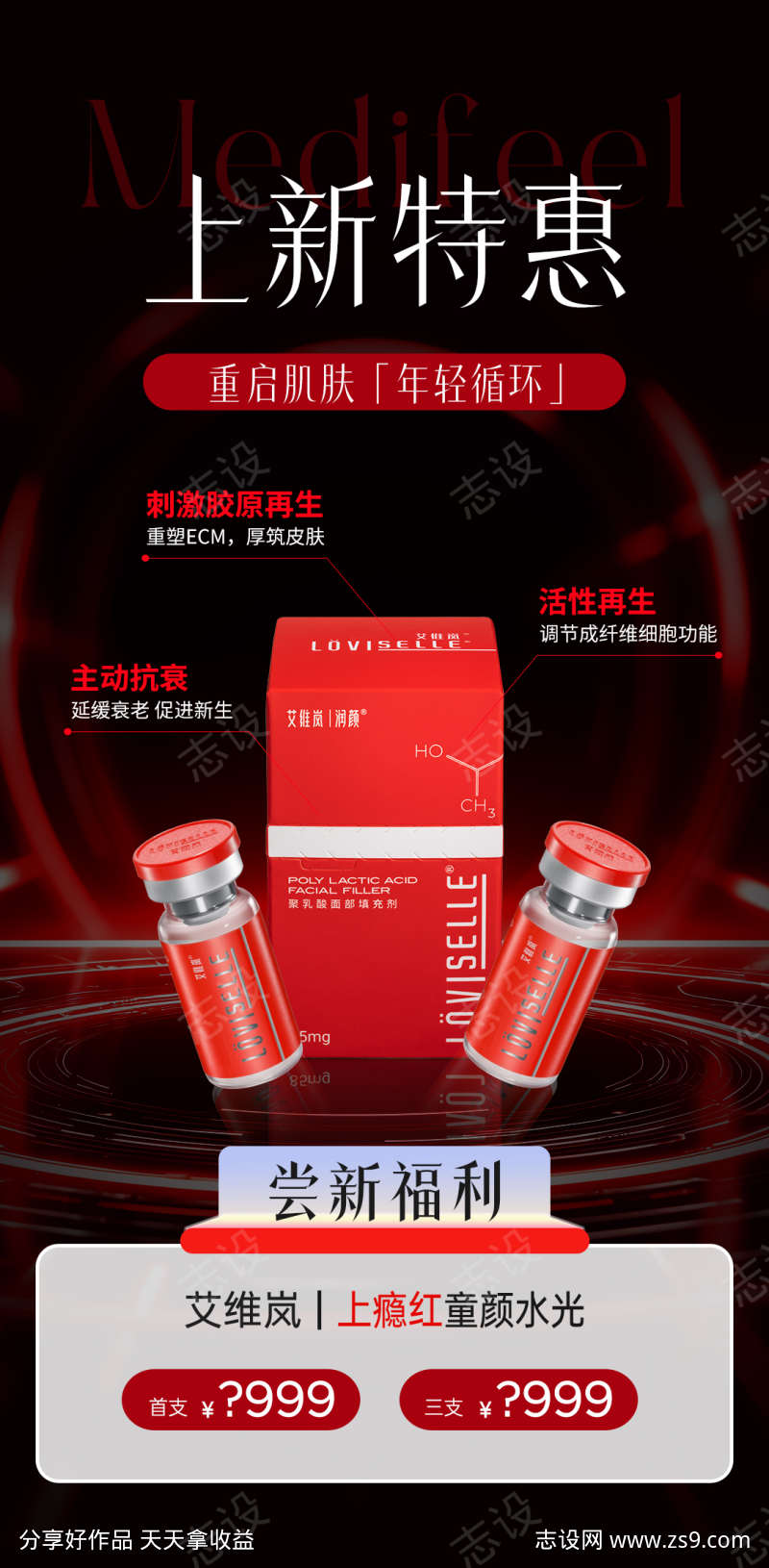 医美艾维岚上瘾红产品活动海报