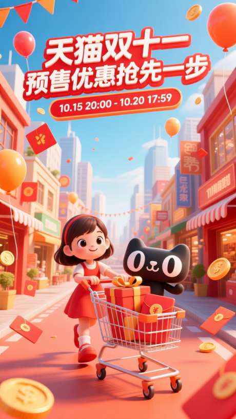 天猫双十一预售活动海报_AI图片下载_euler采样_720X1280像素-活动,天猫,预售-作品编号:2025102016301710-志˒设′网