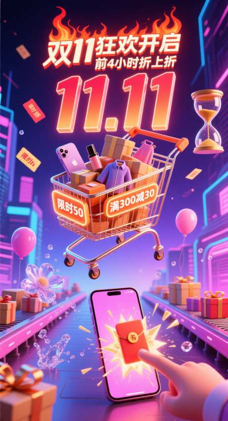 双十一狂欢节_AI图片下载_采样_752X1392像素-海报,天猫,购物-作品编号:2025102108398170-志·设′网