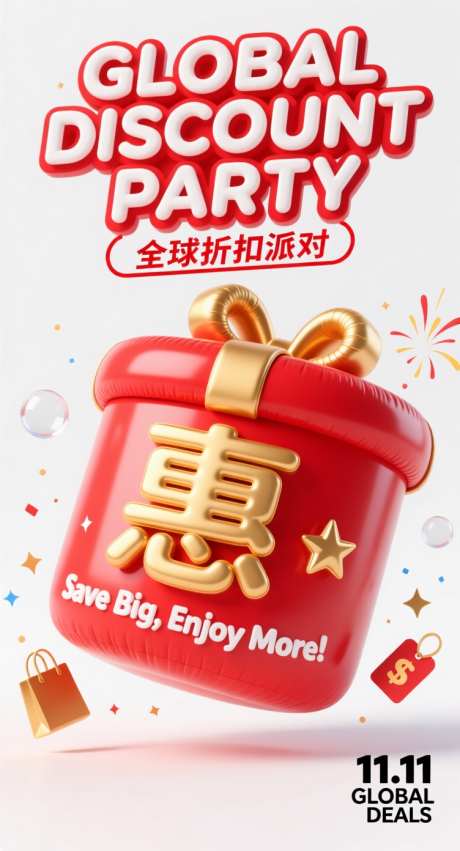 双十一全球折扣派对_AI图片下载_采样_752X1392像素-优惠,派对,全球折扣-作品编号:2025102111561341-志˱设˱网