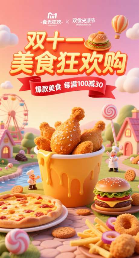 双十一美食狂欢购_AI图片下载_采样_752X1392像素-薯条,汉堡,披萨-作品编号:2025102115136673-志˒设`网