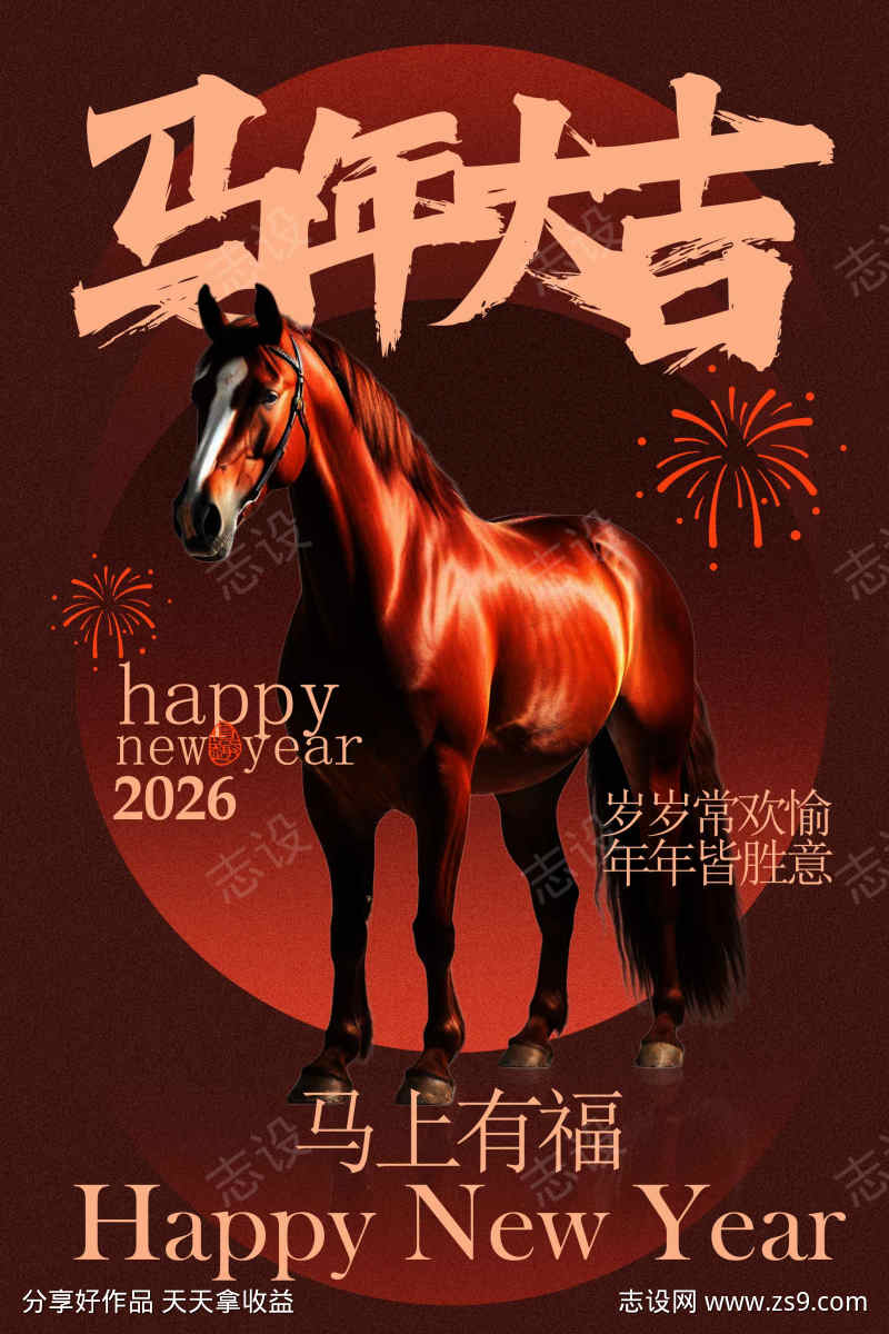 马年大吉新年节日活动海报