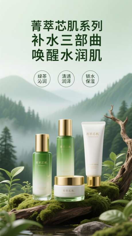 清新自然背景美妆海报_AI图片下载_dpmpp_2m采样_720X1280像素-海报,宣传,电商-作品编号:2025102213578333-志ˆ设‛ۛ网