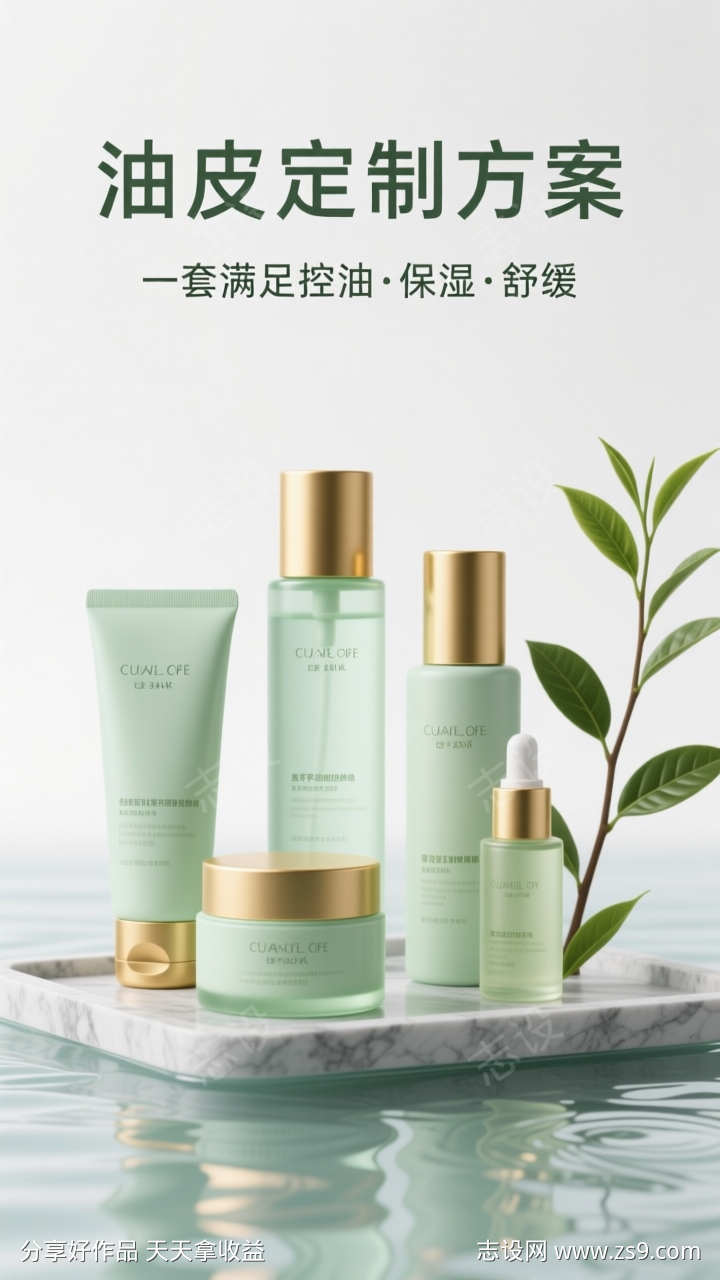 清新美妆护肤产品海报