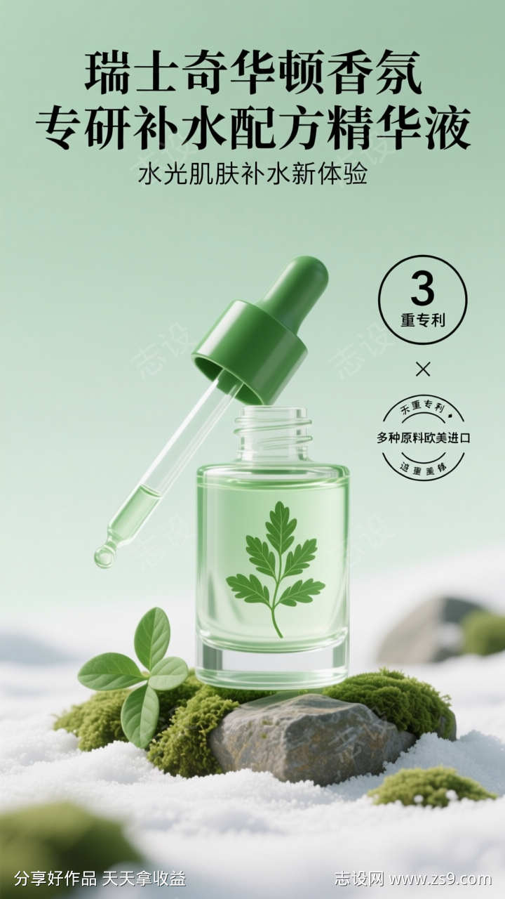 自然场景美妆精华液海报