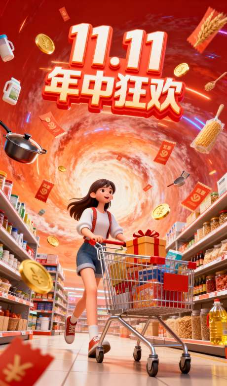 双十一狂欢_AI图片下载_采样_1152X2048像素-电商,活动页,主KV-作品编号:2025102215278377-志‘设˓网