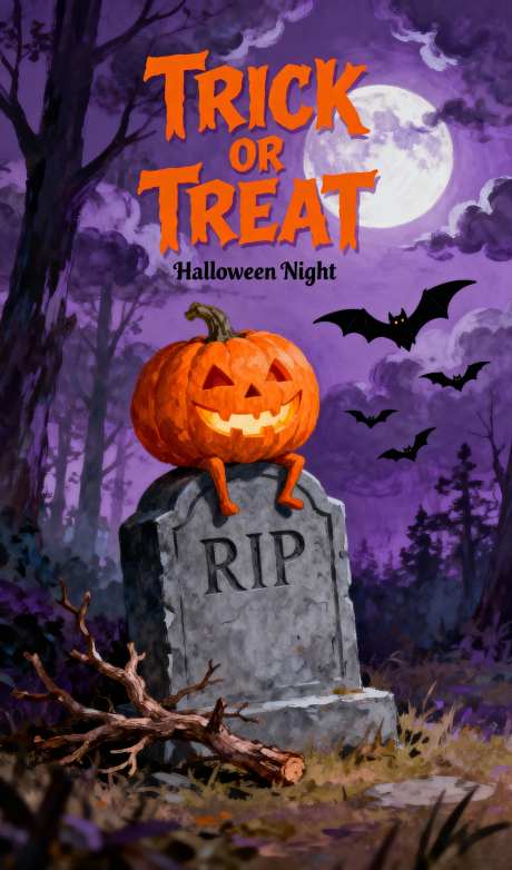 万圣节海报_AI图片下载_采样_1152X2048像素-树枝,圆月,夜晚-作品编号:2025102417211433-志′设͵网