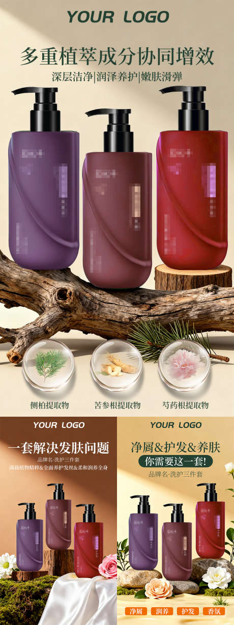 简约洗护套装海报_源文件下载_PSD格式_1080X2880像素-产品,沐浴露,护发素-作品编号:2025102808531695-志.设˜网