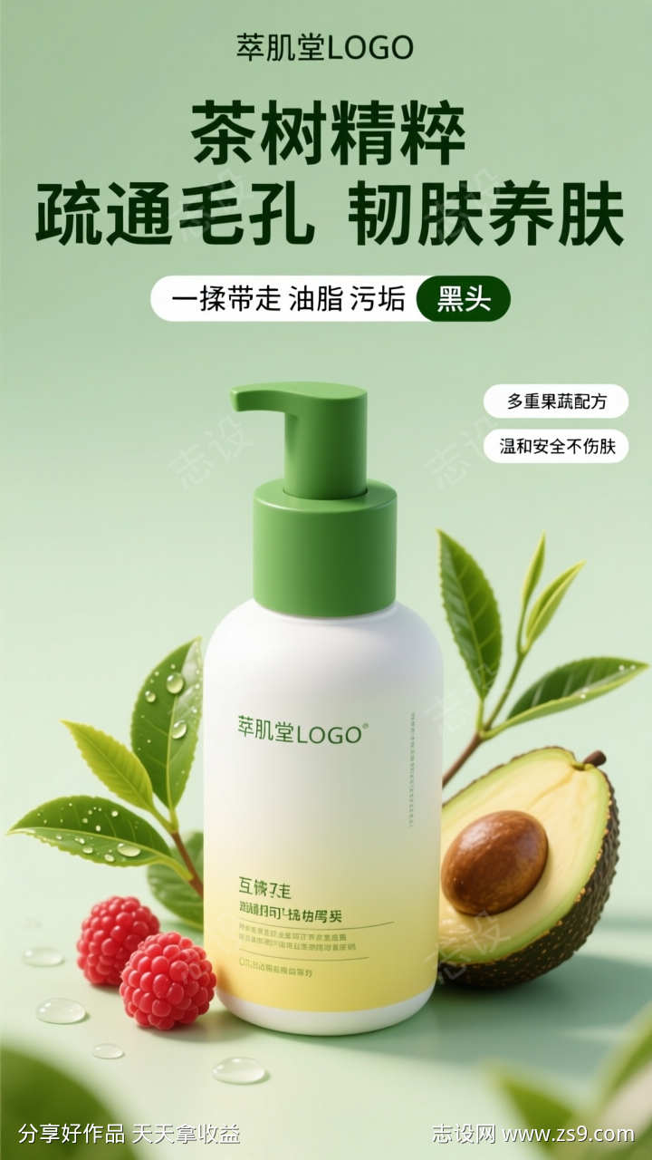 清新美妆产品海报