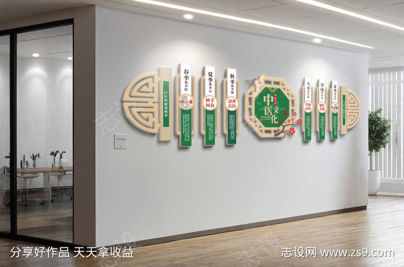 中国风医院传统中医文化墙