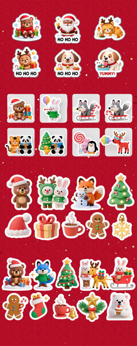 多种类圣诞立体贴纸_源文件下载_PSD格式_1080X2709像素-立体,小动物,贴纸-作品编号:2025103010234917-志ˈ̹设ˆ网