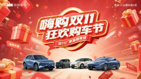 红色双十一新能源汽车促销主k_源文件下载_PSD格式_1920X1080像素-新能源,汽车,双十一-作品编号:2025103013544510-志˱设·网