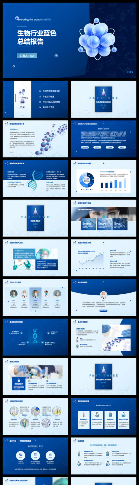 生物科技行业蓝色总结报告PPT_源文件下载_PPTX格式_1040X4741像素-简约,生物,总结-作品编号:2025103013557967-志’设‘网