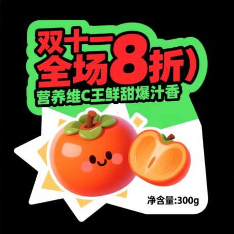 双十一全场8折柿子异型卡片_AI图片下载_采样_1024X1024像素-卡片,异型卡片,全场8折-作品编号:2025103116232817-志˜设‘网