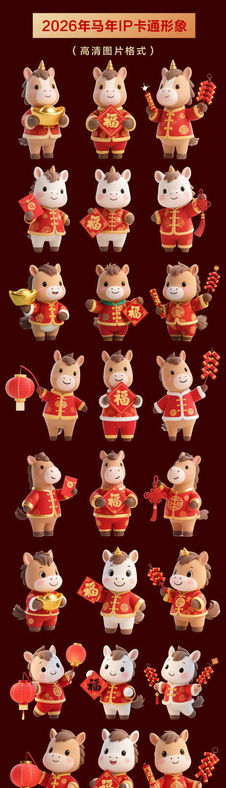 2026年马年IP卡通形象设计_源文件下载_PSD格式_6000X22000像素-插画,卡通,马-作品编号:2025110209521074-志′设′网