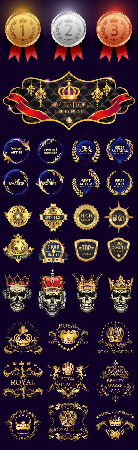 徽章设计大全_源文件下载_AI格式_1562X5075像素-金属质感,年会,周年庆-作品编号:2025110509048395-志.设ˈ̹网