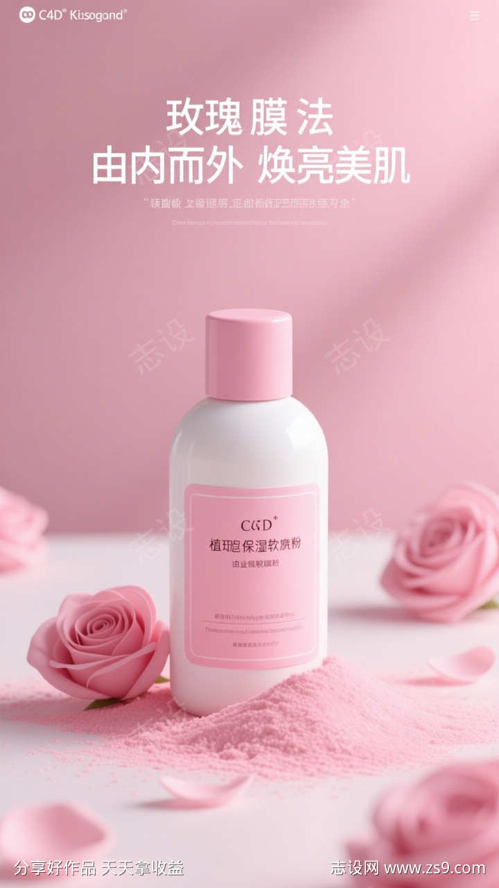 粉色电商乳液海报
