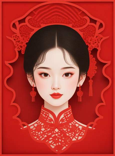 中国女孩肖像剪纸_AI图片下载_采样_880X1184像素-传统,剪纸,女孩-作品编号:2025110221228353-志ˌ设ˇ网