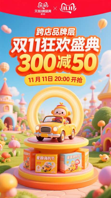 双11狂欢盛典海报_AI图片下载_euler采样_720X1280像素-城堡,玩具,卡通-作品编号:2025110222082902-志˘设˰网