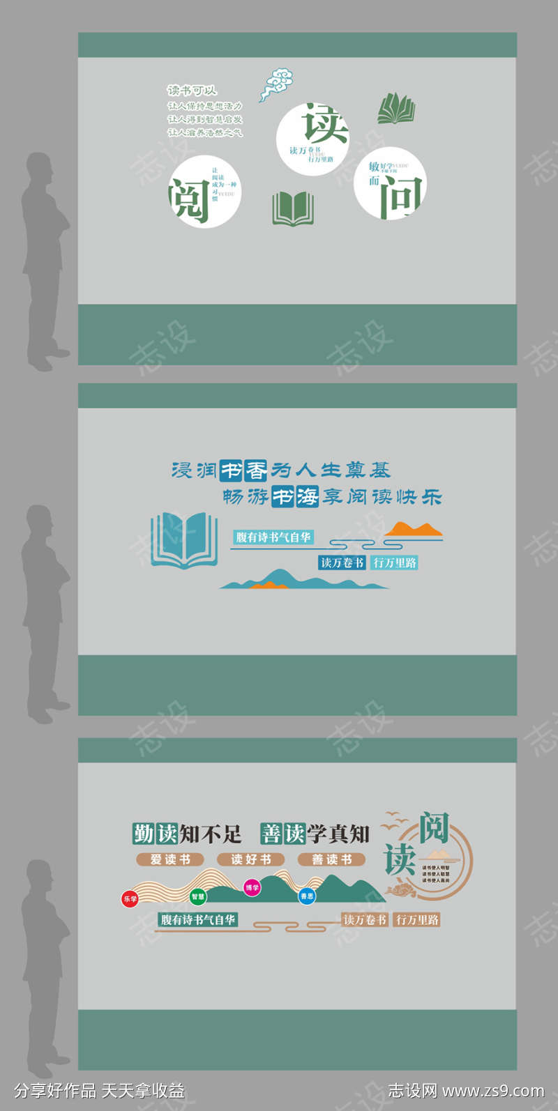 阅读室文化墙背景板