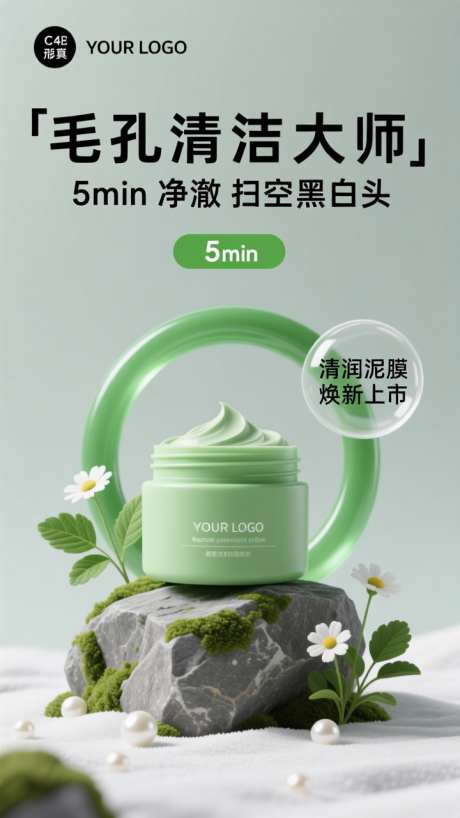 清新泥膜面霜产品海报_AI图片下载_dpmpp_2m采样_720X1280像素-展示,场景,面霜-作品编号:2025110409407976-志‛ۛ设ˉ网