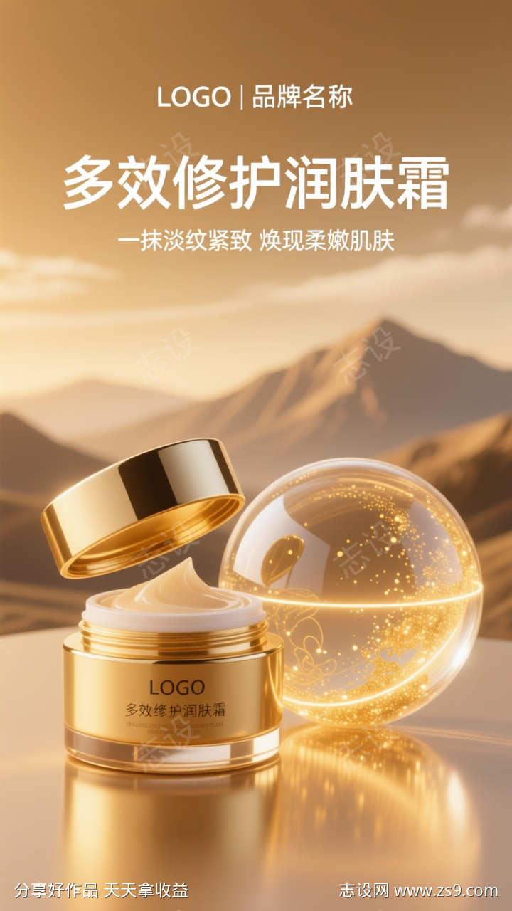 简约面霜海报场景背景