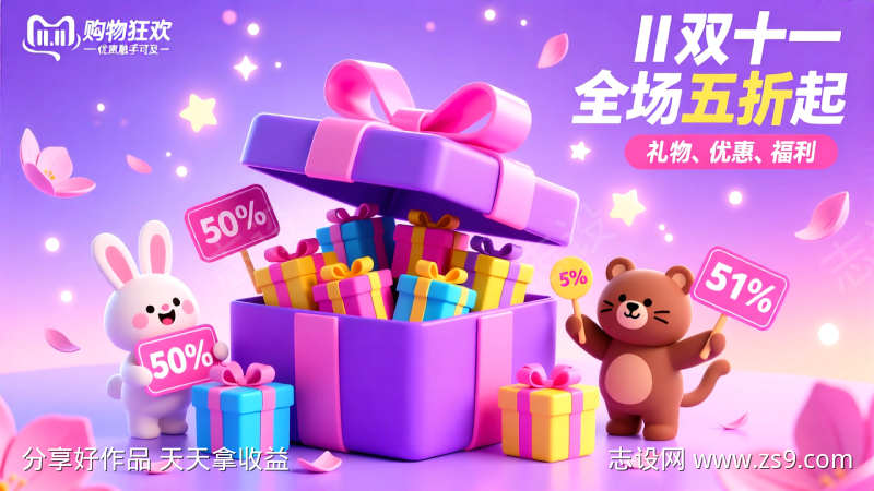 双十一狂欢购横版海报