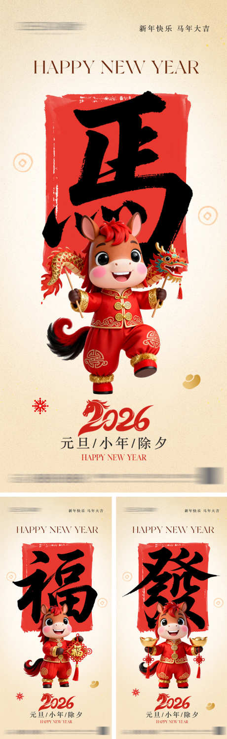 2026年元旦节小年除夕海报_源文件下载_PSD格式_1080X2340像素-新年,艺术字,马年-作品编号:2025110409462333-志˙设˙网