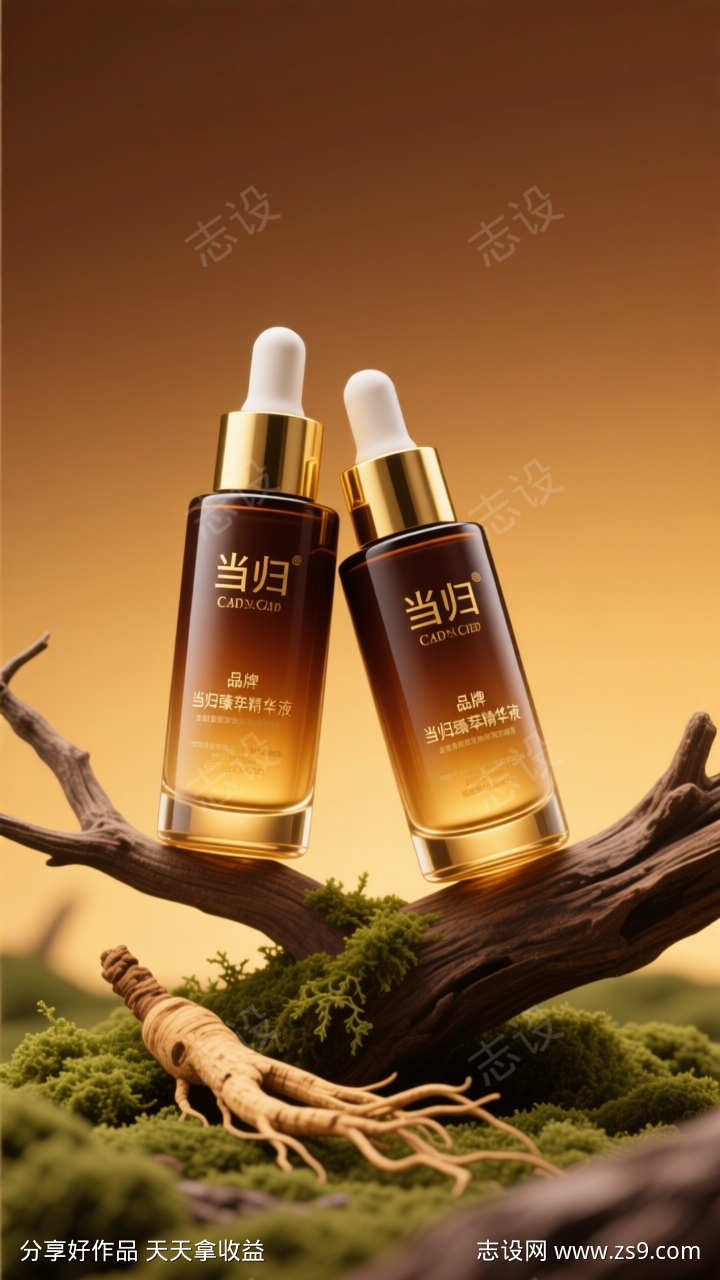 美妆精华液海报场景背景