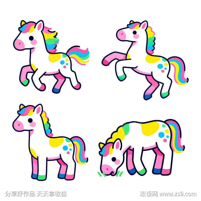 卡通手绘彩虹独角兽