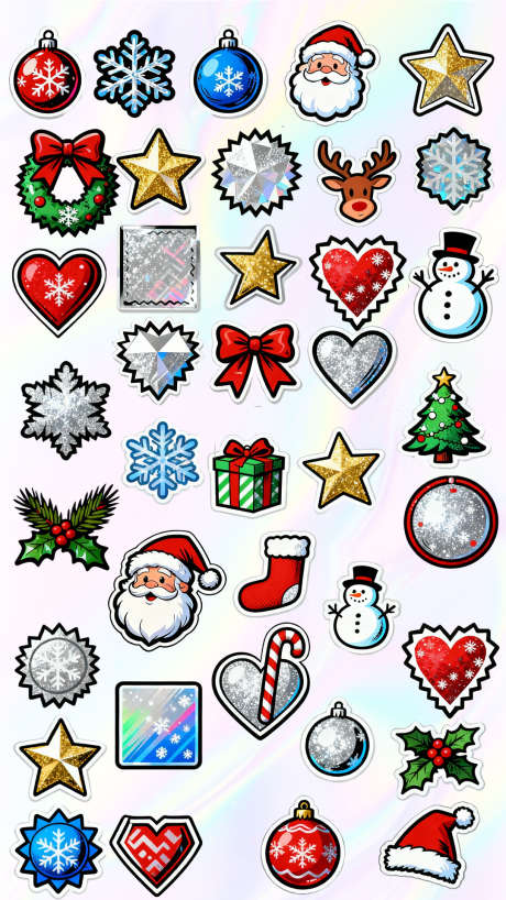 镭射风格圣诞贴纸_源文件下载_PSD格式_1080X1920像素-膨胀,圣诞,卡通-作品编号:2025110709157489-志˰设͵网