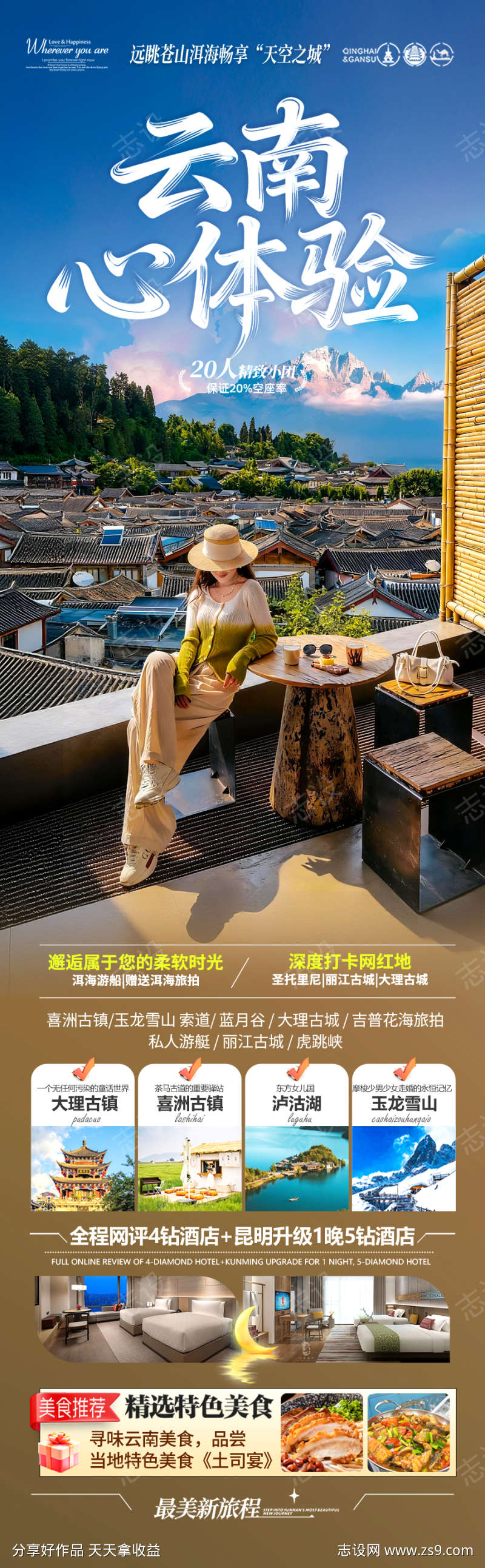 云南旅游海报昆明大理丽江西双版纳