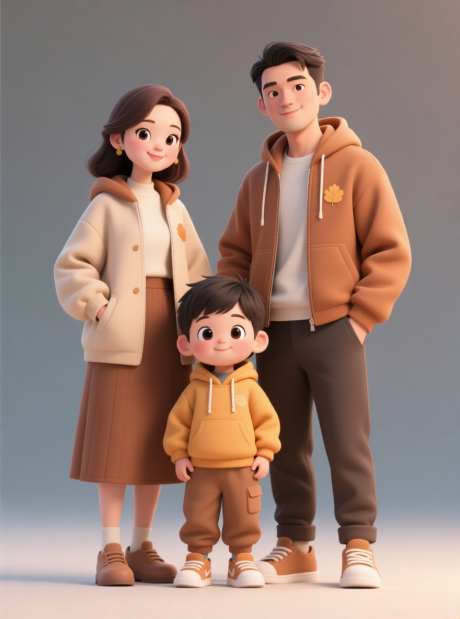 Q板风格的爸爸妈妈带着个小男孩_AI图片下载_采样_880X1184像素-Q板,风格,爸爸-作品编号:2025110916158322-志˓设`网