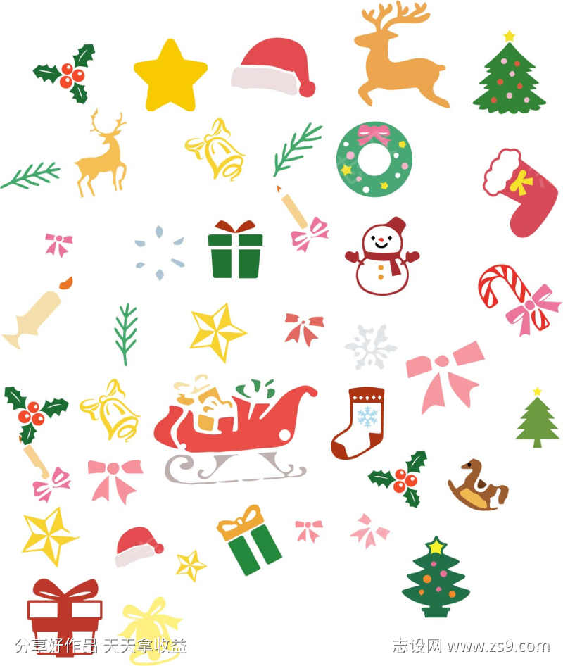 圣诞元素矢量贴纸